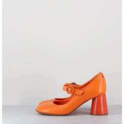 HALMANERA Babies rétro à talon en cuir - ACE22 GLAZE ALBICOCCA ORANGE