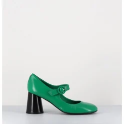 Discount HALMANERA Babies rétro à talon en cuir & noir - ACE22 GLAZE MELA VERT