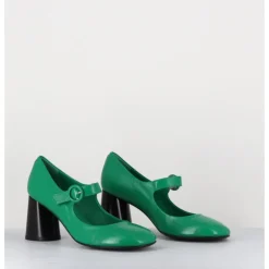 Discount HALMANERA Babies rétro à talon en cuir & noir - ACE22 GLAZE MELA VERT