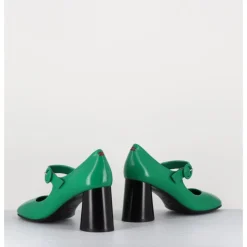 Discount HALMANERA Babies rétro à talon en cuir & noir - ACE22 GLAZE MELA VERT