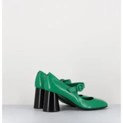 Discount HALMANERA Babies rétro à talon en cuir & noir - ACE22 GLAZE MELA VERT