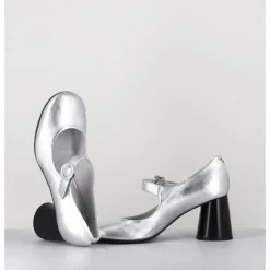 Clearance HALMANERA Babies rétro à talon en cuir é - ACE22 METAL O ARGENT
