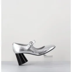 Clearance HALMANERA Babies rétro à talon en cuir é - ACE22 METAL O ARGENT