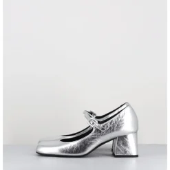 Online ROTTA Babies 60s en cuir métallisé petit talon - XARA SCRATCH SILVER ARGENT