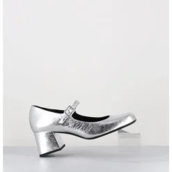 Online ROTTA Babies 60s en cuir métallisé petit talon - XARA SCRATCH SILVER ARGENT