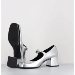 Online ROTTA Babies 60s en cuir métallisé petit talon - XARA SCRATCH SILVER ARGENT