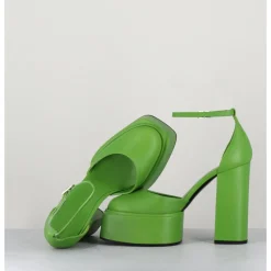 Discount 3JUIN Babies talon haut à plateforme en cuir - AMBRA MOK GREEN VERT