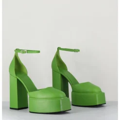 Discount 3JUIN Babies talon haut à plateforme en cuir - AMBRA MOK GREEN VERT