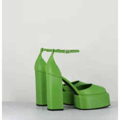 Discount 3JUIN Babies talon haut à plateforme en cuir - AMBRA MOK GREEN VERT