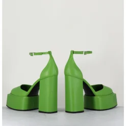 Discount 3JUIN Babies talon haut à plateforme en cuir - AMBRA MOK GREEN VERT