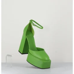 Discount 3JUIN Babies talon haut à plateforme en cuir - AMBRA MOK GREEN VERT