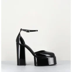 3JUIN Babies talon haut à plateforme en cuir vernis - AMBRA MOK PATENT NOIR