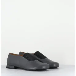 Online AUDLEY Ballerines à élastique en cuir souple - MAGAR NAPPA ASFALTO GRIS