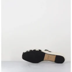 Best GARRICE LAB Ballerines damier à bride en cuir blanc & noir - NICOLA LUX TALCO NOIR&BLANC