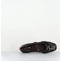 Sale GARRICE LAB Ballerines damier à bride naplak noir & marron - NICOLA NAPLAK NERO