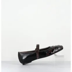 Sale GARRICE LAB Ballerines damier à bride naplak noir & marron - NICOLA NAPLAK NERO