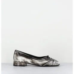 New TO&CO Ballerines en cuir effet vintage petit lacet - FABIENE BORDOBA WHITE NOIR&BLANC