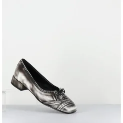 New TO&CO Ballerines en cuir effet vintage petit lacet - FABIENE BORDOBA WHITE NOIR&BLANC