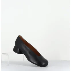 Hot AUDLEY Ballerines en cuir bout rond petit talon - KAWA NAPPA BLACK NOIR