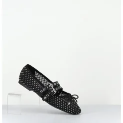 Best OA NON FASHION Ballerines en mesh à strass & double brides en cuir - MISTY CRISTALLO NERO NOIR