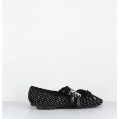 Best OA NON FASHION Ballerines en mesh à strass & double brides en cuir - MISTY CRISTALLO NERO NOIR