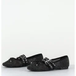 Best OA NON FASHION Ballerines en mesh à strass & double brides en cuir - MISTY CRISTALLO NERO NOIR
