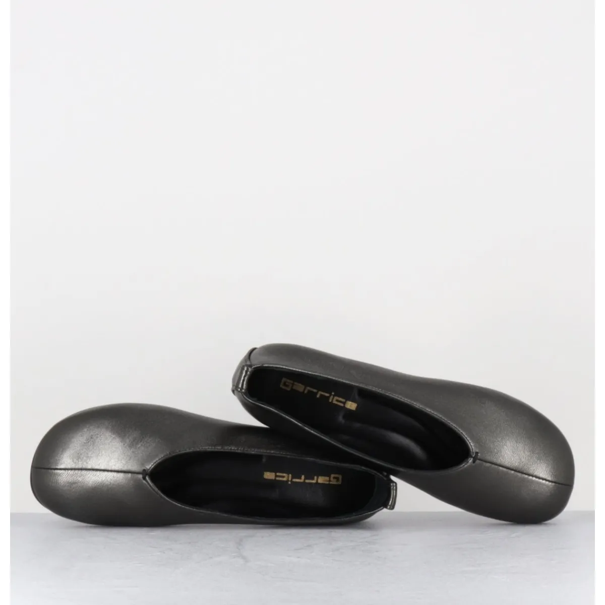 Sale GARRICE LAB Ballerines minimalistes en cuir souple métallisé - LESTER2 LAMINATO ARGENTO ANTHRACITE