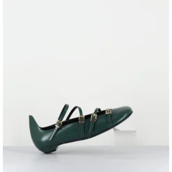 Clearance LELLA BALDI Ballerines multi-brides en cuir glacé - LT2409 LAREDO PINE VERT