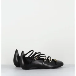 Outlet LELLA BALDI Ballerines multi-brides en cuir - LT2409 NAPPA NERO NOIR