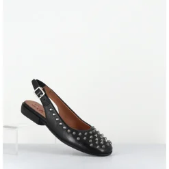 Outlet A.S.98 Ballerines slingback cuir & clous - NAVI NERO NOIR