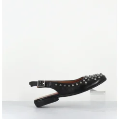 Outlet A.S.98 Ballerines slingback cuir & clous - NAVI NERO NOIR