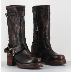 Hot A.S.98 Bikers à ceinturon en cuir vieilli - VELVET TIGER MARRON