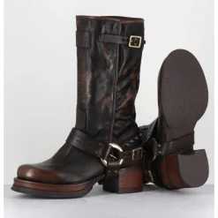 Hot A.S.98 Bikers à ceinturon en cuir vieilli - VELVET TIGER MARRON