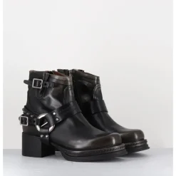 Outlet A.S.98 Bikers courtes à ceinturon en cuir vieilli anthracite - GOUND NERO NOIR