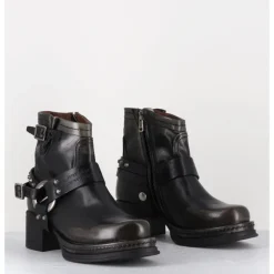 Outlet A.S.98 Bikers courtes à ceinturon en cuir vieilli anthracite - GOUND NERO NOIR