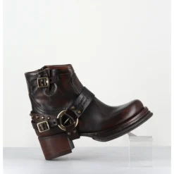 Clearance A.S.98 Bikers courtes à ceinturon en cuir vieilli - GROUND TIGER MARRON