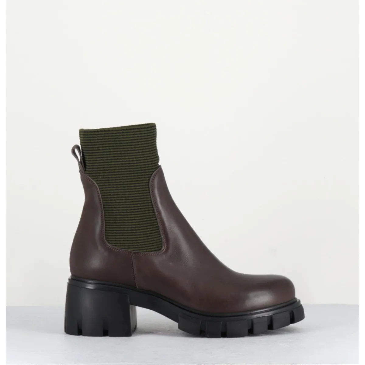 Best GARRICE LAB Bikers en cuir & élastique kaki - 6424 MORO MARRON