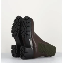 Best GARRICE LAB Bikers en cuir & élastique kaki - 6424 MORO MARRON