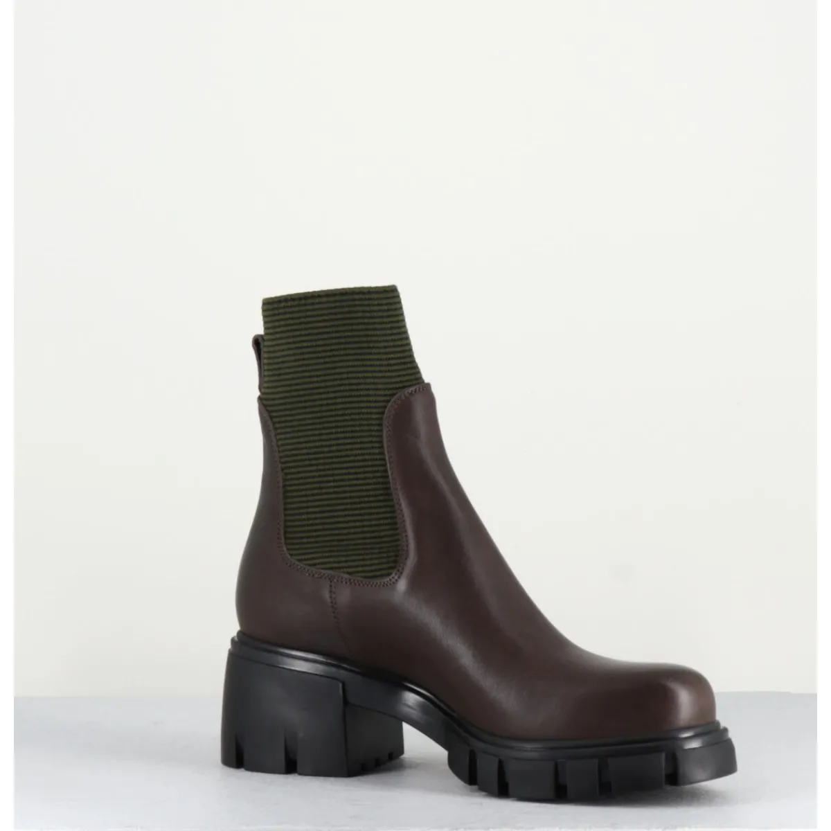 Best GARRICE LAB Bikers en cuir & élastique kaki - 6424 MORO MARRON