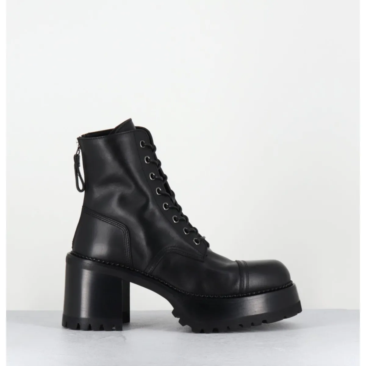 PREMIATA Boots à lacets à plateforme en cuir - M4519 GAUCHO NERO NOIR