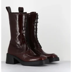 Best E8 BY MIISTA Boots à lacets bout carré en cuir naplak - AGUSTINA DARK BROWN BOOTS MARRON