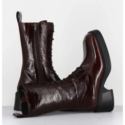 Best E8 BY MIISTA Boots à lacets bout carré en cuir naplak - AGUSTINA DARK BROWN BOOTS MARRON