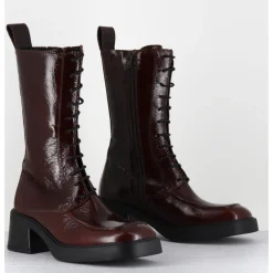 Best E8 BY MIISTA Boots à lacets bout carré en cuir naplak - AGUSTINA DARK BROWN BOOTS MARRON