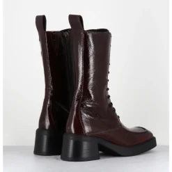Best E8 BY MIISTA Boots à lacets bout carré en cuir naplak - AGUSTINA DARK BROWN BOOTS MARRON
