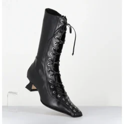 Best MIISTA Boots à lacets corseté cuir & bout carré - EMILE BLACK LACE UP NOIR