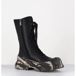 Best LOFINA Boots à lacets en cuir semelle imprimé militaire - 4142 GAS NERO NOIR