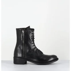 Clearance OFFICINE CREATIVE Boots à lacets en cuir zip extérieur - LISON CAOU063 NERO NOIR