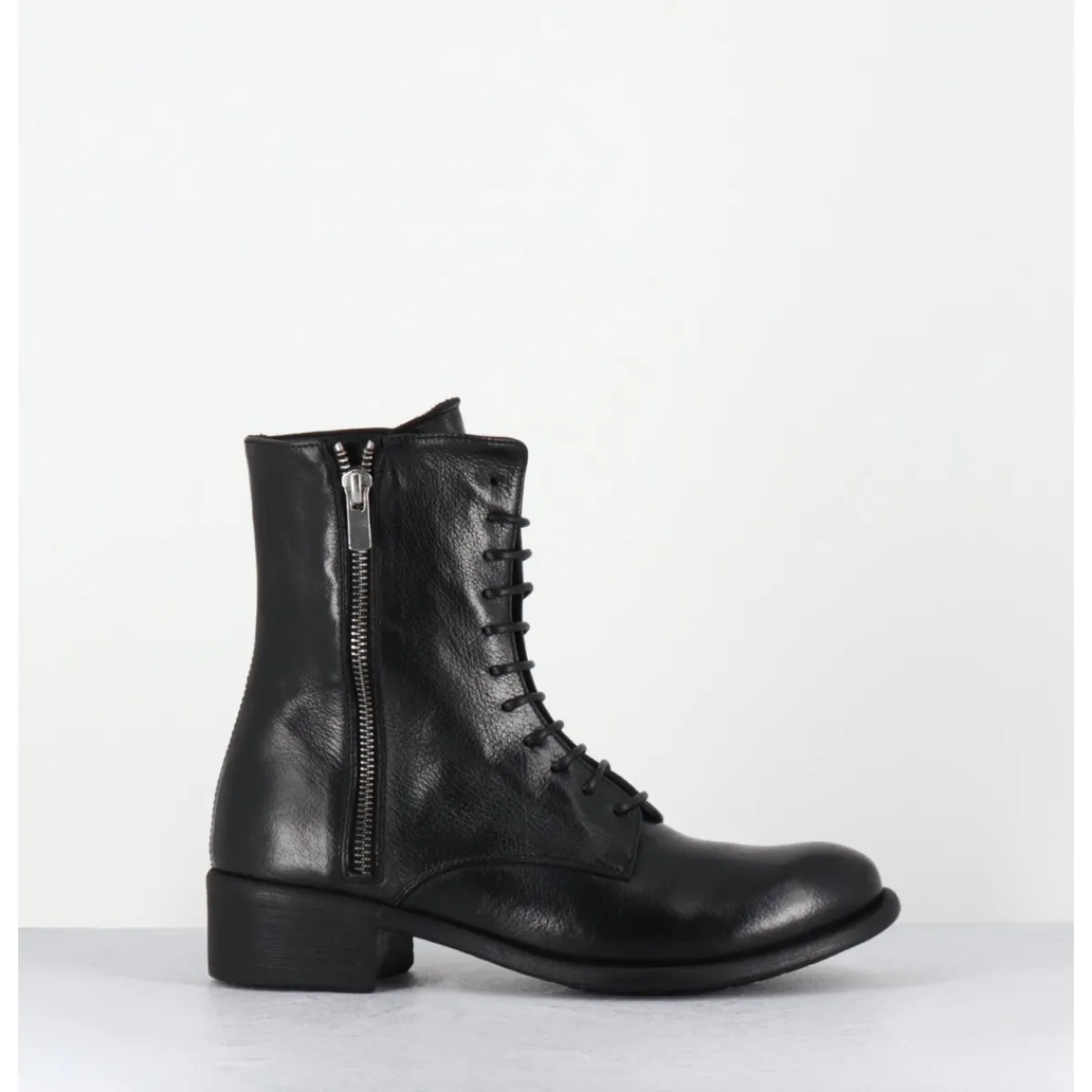 Clearance OFFICINE CREATIVE Boots à lacets en cuir zip extérieur - LISON CAOU063 NERO NOIR