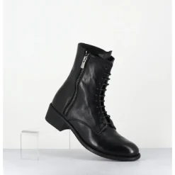 Clearance OFFICINE CREATIVE Boots à lacets en cuir zip extérieur - LISON CAOU063 NERO NOIR