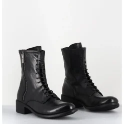 Clearance OFFICINE CREATIVE Boots à lacets en cuir zip extérieur - LISON CAOU063 NERO NOIR